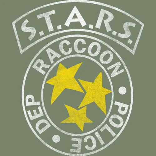 Vista 2 de Resident Evil Video Game S.T.A.R.S. Raccoon Police Dept. - Camiseta de manga corta para adulto, forro polar verde con licencia oficial de star wars