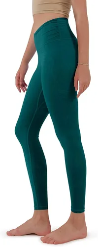Vista 3 de ODODOS - Leggings de cintura cruzada para mujer diseño con bolsillo interno para yoga deportes gimnasia o entrenamiento pantalones deportivos