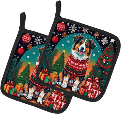 Vista 10 de Affenpinscher - Par de soportes para ollas de Navidad