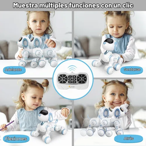 Vista 3 de Perro robot, perro a control remoto para niños con detección táctil de cabeza y función de música, robot interactivo programable, divertido juguete