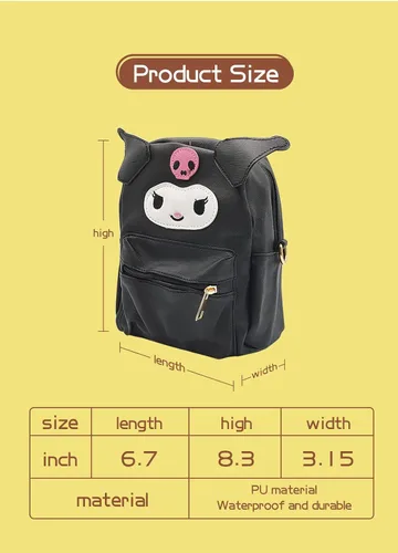 Vista 3 de Mini mochila kawaii de anime para niñas + llavero anime, mochila de cosplay linda muñeca bolso de hombro, Negro -, Mochilas de viaje