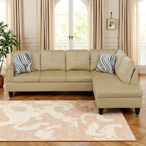 Vista 3 de Sofá seccional en forma de L con chaise, 3 piezas modulares, sofá convertible para juegos de muebles de sala de estar y apartamentos pequeños