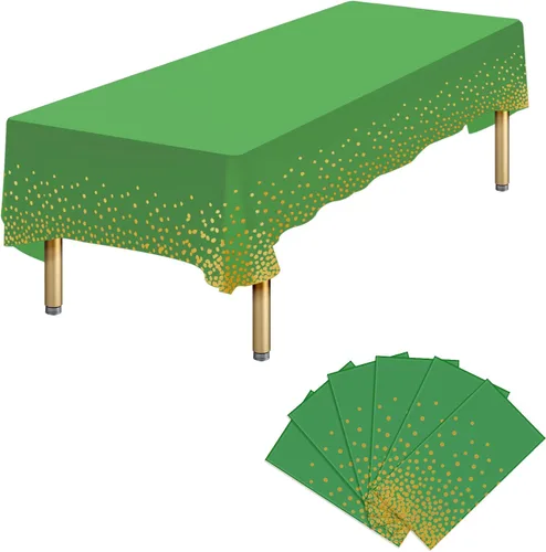 Vista 35 de Paquete de 4 manteles de plástico desechables azules y dorados para mesa rectangular, manteles desechables de 54 x 108 pulgadas, manteles