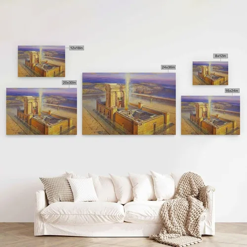 Vista 2 de Póster artístico del templo de Jerusalén, el templo de Salomón en el antiguo Israel, creencia del arte religioso, póster vintage para pared, lienzo