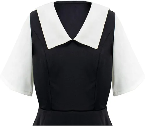 Vista 3 de DAZCOS Disfraz de cosplay para mujer, uniforme escolar, color negro y blanco