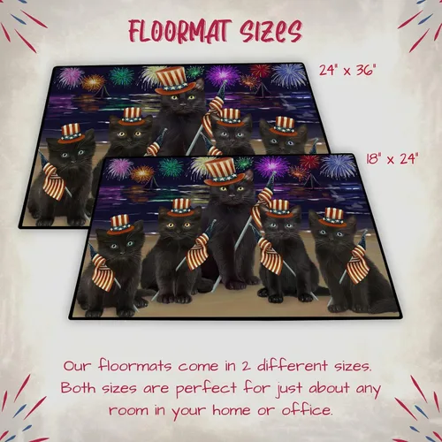 Vista 6 de Doggie of the Day Black Cats Floor Mat - 4th of July Independence Day - Best Dog Doormat - Protector Decor - Unique Portrait Art - Premium Quality