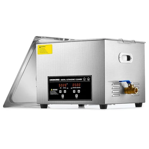 Vista 10 de Máquina de Limpieza Ultrasónica Profesional CREWORKS, Máquina Ultrasónica con Calentador y Temporizador, Limpiador Ultrasónico Digital para Joyas