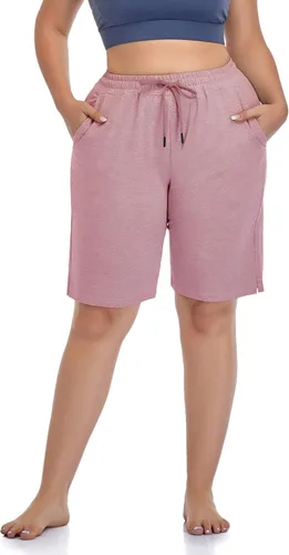 Vista 2 de ZERDOCEAN Pantalones cortos deportivos casuales para mujer, talla grande, para descansar, yoga, pijama, caminar, pantalones cortos con bolsillos