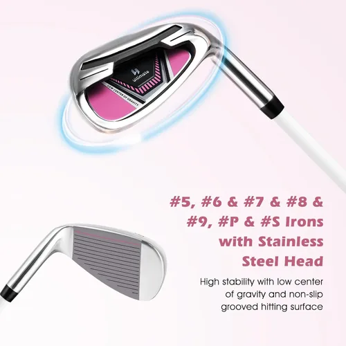 Vista 3 de Tangkula Juego completo de palos de golf para mujer, 9/10/12 piezas, juego de palos de golf con conductor de 460 cc, madera de calle e híbrido