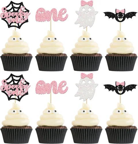 Vista 31 de 24 piezas de decoración de magdalenas Ghost One con purpurina para Halloween, fantasma, para magdalenas, decoración de magdalenas, fantasma, uno
