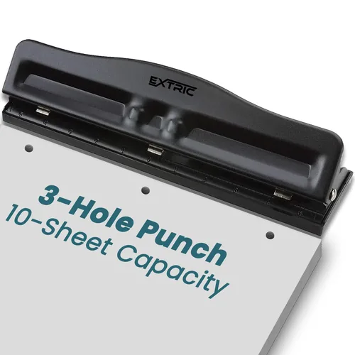 Vista 7 de EXTRIC Perforadora de 3 agujeros para trabajo pesado 30 hojas de capacidad perforadora 3 anillos Perforadora de agujeros de metal resistente