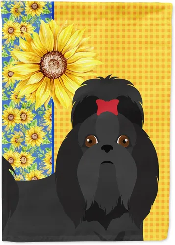 Vista 257 de Caroline's Treasures WDK5313GF Bandera de jardín con diseño de girasoles de verano, color negro y tostado, Airedale Terrier para buzón, bandera