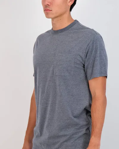 Vista 3 de Paquete de 4 camiseta de algodón de manga corta con cuello redondo y bolsillo para hombre, camiseta deportiva activa para exteriores, protección UV