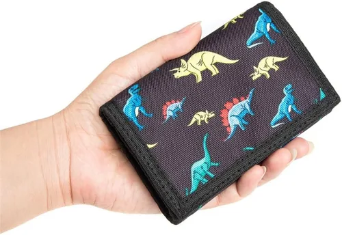 Vista 3 de Billetera para niños y niñas, billetera para niños pequeños, billetera de lona triple para exteriores, billeteras juveniles para niños y niños