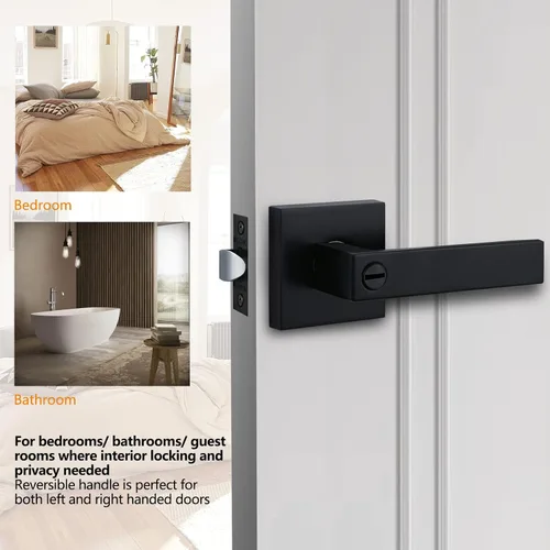 Vista 2 de NEWBANG Manija de palanca de puerta sólida con acabado negro mate