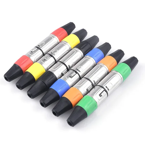 Vista 7 de Conectores XLR, extremos XLR de 3 pines de colores, micrófono de audio macho/hembra micrófono DMX enchufe enchufe, niquelado, contactos plateados