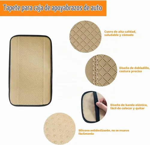 Vista 4 de 8sanlione - Tapete de almacenamiento para reposabrazos de automóvil, funda de cuero de fibra para consola central de automóvil, accesorios para Beige