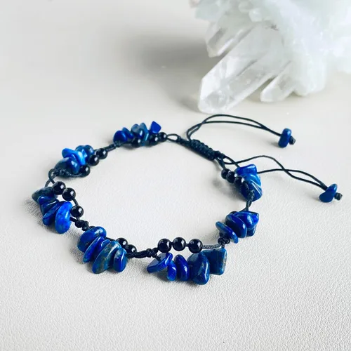 Vista 4 de Jewever Tobillera de ágata negra natural en capas, con cuentas de piedras reales, pulseras de tobillo reales para mujer, cristales curativos