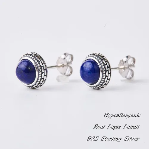 Vista 55 de Aretes de plata de ley con piedra natal de cristal real, joyería para mujer, moda occidental 925, envejecida, bohemia, hecha a mano, el mejor regalo