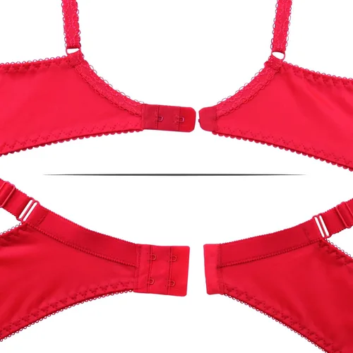 Vista 5 de frugue Sujetador sin forro de encaje transparente para mujer, talla grande