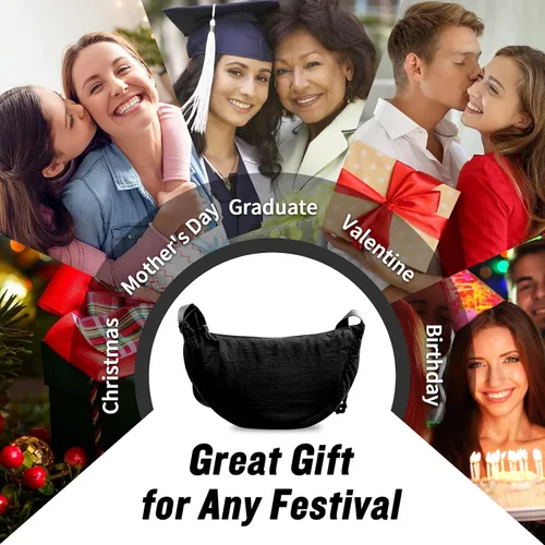 Vista 6 de Nylon Crescent Crossbody Bag for Women Purses Trendy Men,Small Travel Sling Bag Hobo