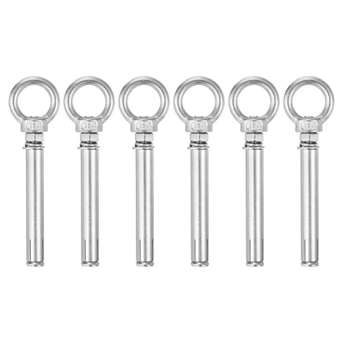 Vista 25 de uxcell Aro de elevación de la expansión, 8pcs M6x50mm 304 tornillo de expansión de acero inoxidable con anillo de ojo para pared de ladrillo