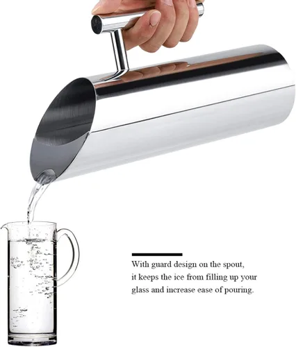 Vista 5 de Jarra de agua de acero inoxidable, jarra de agua de acero inoxidable con protector de hielo, jarra de agua de acero inoxidable con protector