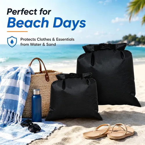 Vista 3 de Kit de bolsa seca impermeable con parte superior enrollable, bolsa de compresión de almacenamiento, organizador de embalaje Poch, resistente al