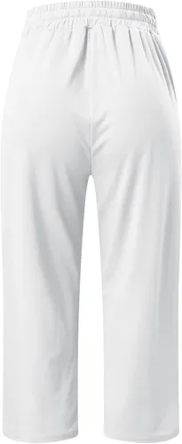 Vista 2 de UQRZAU Pantalones de mujer con bolsillos 2023 con cordón suelto casual pantalones de yoga pierna ancha, S-5XL