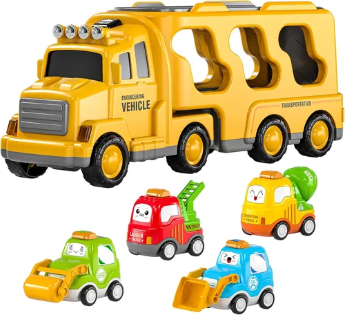 Vista 12 de TEMI Paquete de 5 Vehículos de Ambulancia Camiones de Juguete para Niños Pequeños de 3 4 5 6 Años, Autos Impulsados por Fricción con Helicóptero