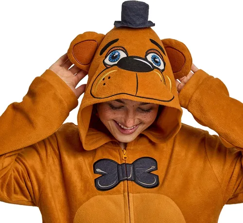 Vista 5 de Bioworld Five Nights At Freddy's Freddy Fazbear - Disfraz de mameluco con capucha para adulto