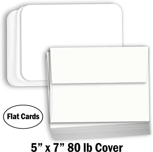 Vista 2 de Hamilco Papel grueso de cartulina blanca Índice en blanco y tarjetas postales, esquinas redondeadas con sobres, invitaciones de felicitación