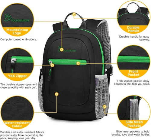 Vista 4 de MOUNTAINTOP Mochila infantil para niños y niñas, bolsa de jardín de infantes