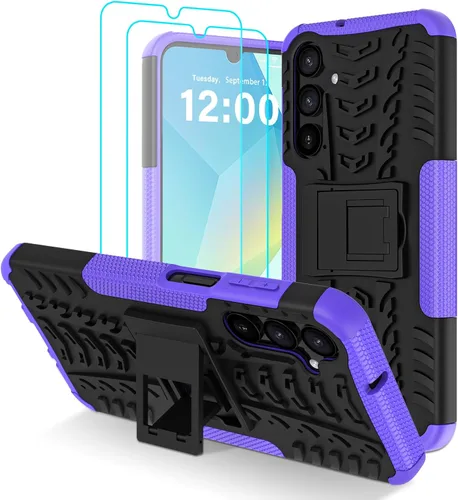 Vista 14 de para Samsung Galaxy A15 5G Funda con protector de pantalla de 2 paquetes, grado militar a prueba de golpes, cubierta acolchada resistente con Negro