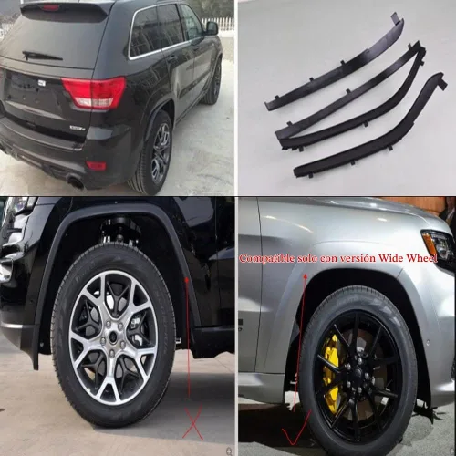 Vista 2 de 4 unidades de guardabarros para guardabarros delantero y trasero para Jeep Grand Cherokee 2014-2020 versión de rueda ancha 2015 2016 2017 2018 2019