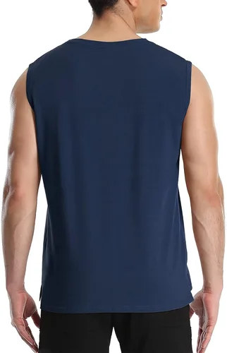 Vista 4 de NITAGUT Camiseta sin mangas para hombre casual clásica sin mangas para entrenamiento culturismo musculación