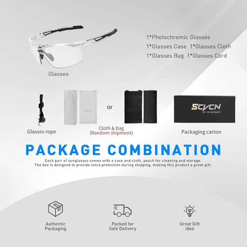 Vista 4 de SCVCN Gafas de sol deportivas fotocromáticas para ciclismo, gafas transparentes para hombres y mujeres, protección UV400, MTB BMX, pesca, correr, S86