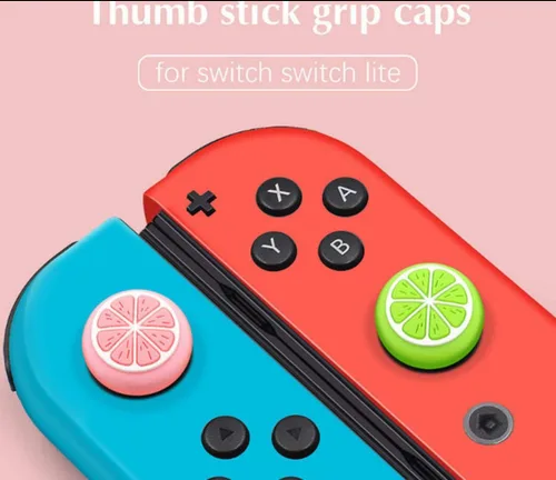 Vista 3 de 8 tapas de silicona con agarre para el pulgar de limón y frutas, ergonómicas, tapas analógicas para Nintendo Switch NS Joy ConSwitch Lite Controller