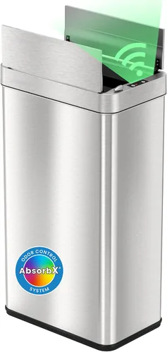 Vista 13 de iTouchless Cubo de basura de cocina con sensor de 50 litros/13 galones, a prueba de perros, con bloqueo de tapa y filtro de olor AbsorbX, tapa sin
