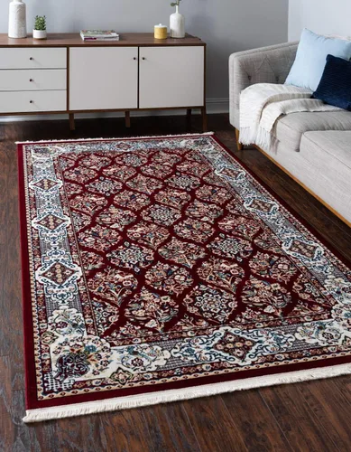 Vista 14 de Unique Loom Narenj Collection - Alfombra clásica de diseño repetido con textura tradicional, rectangular, 3 x 5 pies y 1 pulgada, azul/beige