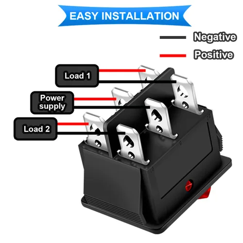 Vista 6 de Interruptor basculante AC 16A/250V 20A/125V DPDT On/Off/On Mini botón de presión de 3 colores (negro/rojo/verde) 6 pines 3 posiciones LED