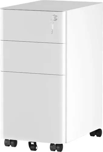 Vista 8 de YITAHOME Archivador con estación de carga, gabinete de mesa de impresora para oficina en casa, carrito de soporte de impresora, compatible con A4