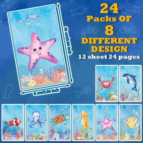 Vista 2 de Ferraycle Juego de 24 cuadernos de animales del océano, cuadernos bajo el mar, juego de recuerdos de fiesta de animales para niños, recompensas