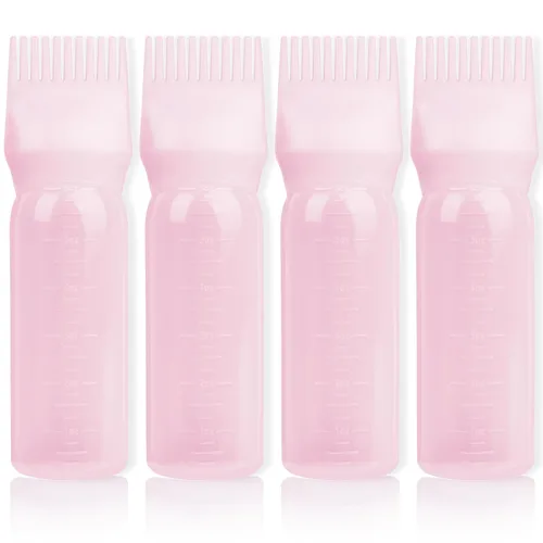 Vista 14 de Paquete de 2 herramientas aplicadoras de peine de raíces de 6 onzas, botella aplicadora de aceite para el cabello con dispensador de aceite