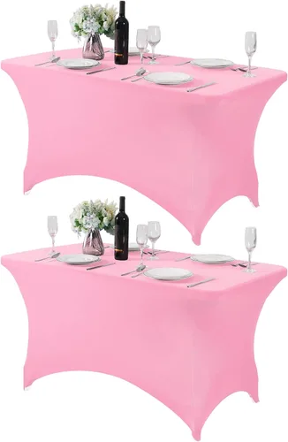 Vista 85 de Mantel de elastano para mesa de 6, 4 o 8 pies, universal, ajustable, para fiestas, banquetes, bodas y eventos, color verde manzana