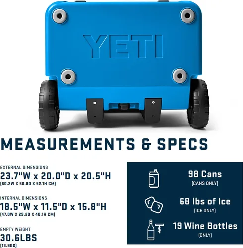 Vista 4 de YETI Roadie 60 - Hielera con ruedas y mango retráctil de periscopio