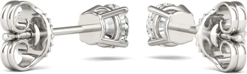 Vista 5 de Charles & Colvard Pendientes de tuerca de corte redondo de moissanita creada para mujer, cultivados en laboratorio, oro blanco sólido de 14 quilates