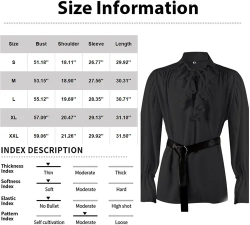 Vista 2 de Camisa victoriana medieval para hombre, camisa de Halloween, blusa suelta con volantes, vintage, medieval, disfraz aterrador, abrigos de otoño