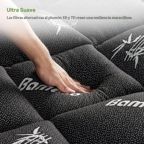 Vista 8 de Cubrecolchón tamaño Twin de viscosa derivada del bambú, almohadilla superior suave y gruesa tipo Pillow Top para colchón para dolor de espalda