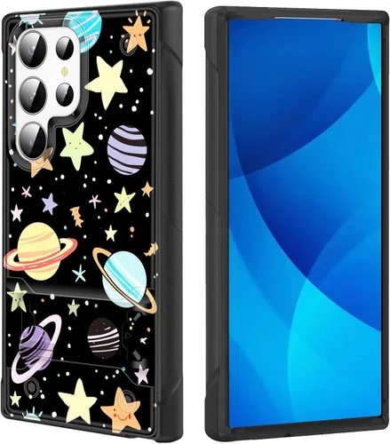 Vista 45 de Funda para Galaxy S25, de doble capa, resistente, a prueba de golpes, con soporte, funda protectora militar a prueba de caídas para Samsung Galaxy